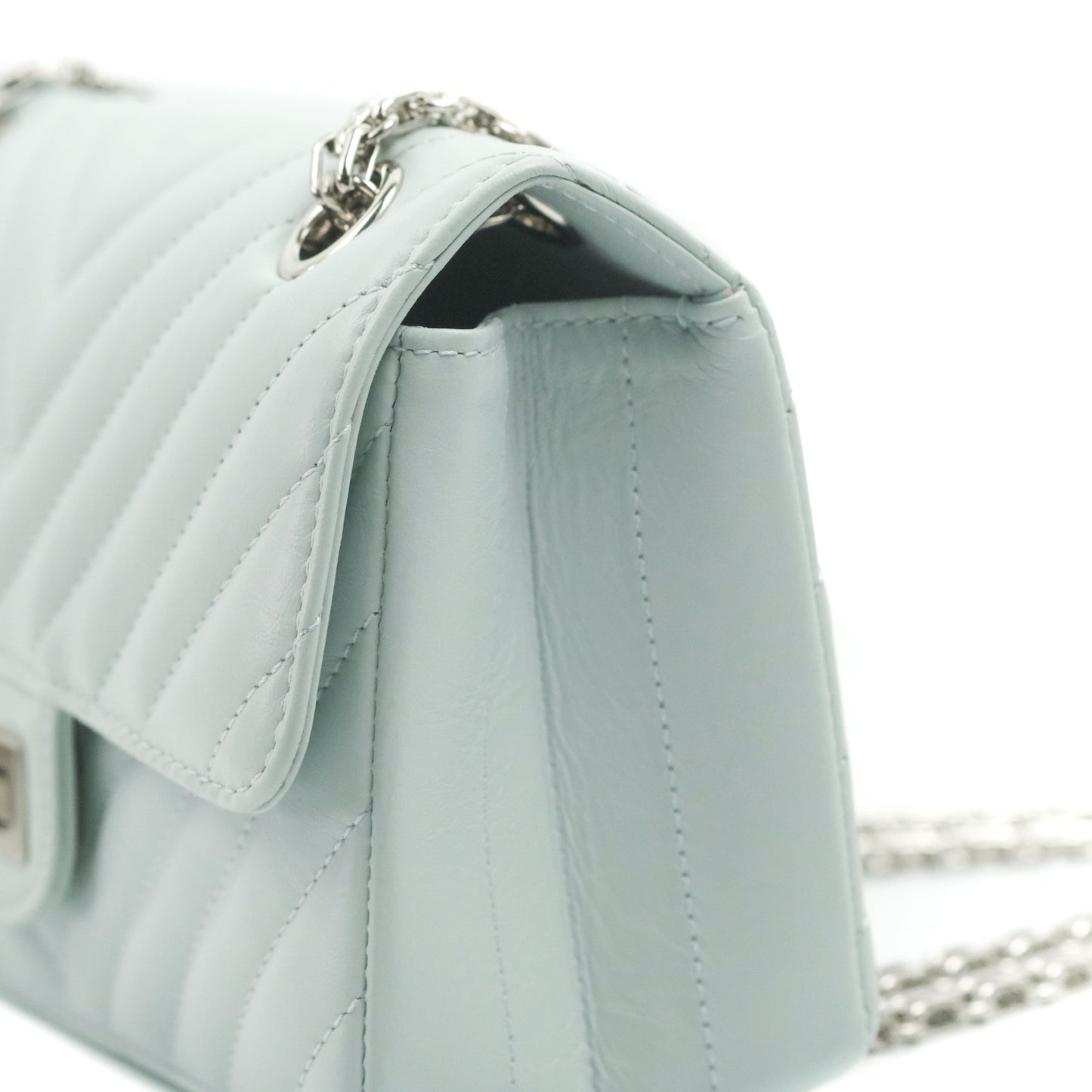 Chanel Mini Reissue 224 Blue Aged Calfskin Silver Hardware