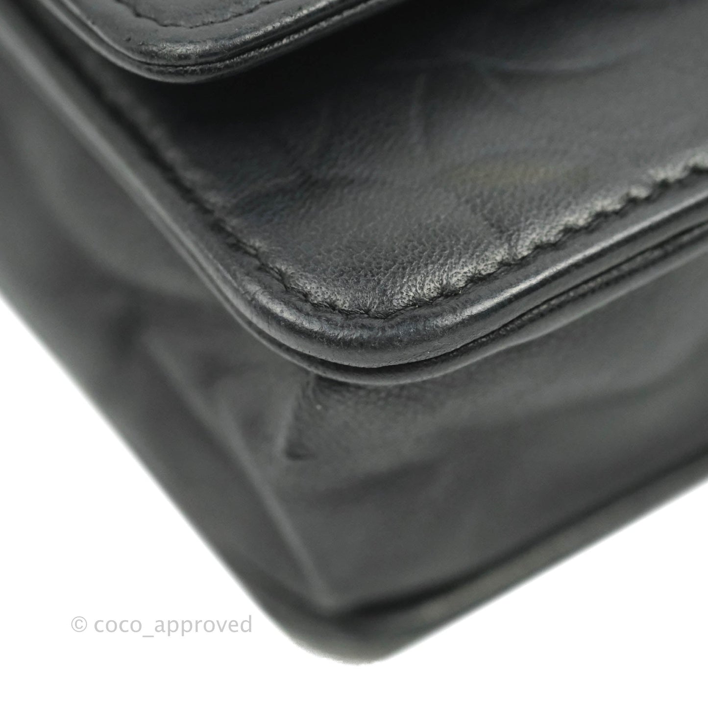 Chanel Camellia Wallet on Chain WOC Black Lambskin Silver Hardware