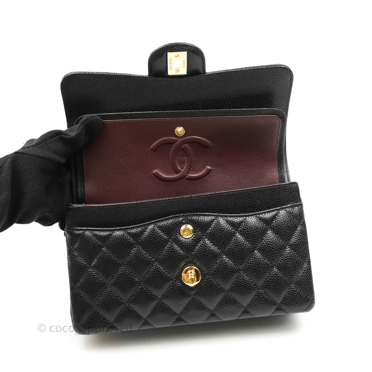 Chanel Classic Small S/M Flap Black Caviar Gold Hardware