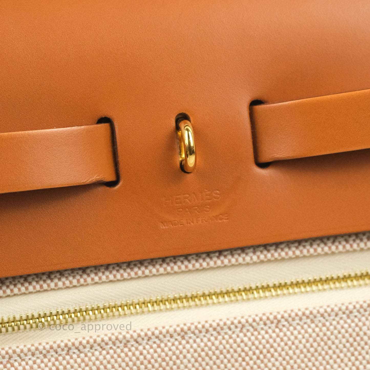 Hermès Herbag Zip 31 Retourne Criss Viking Ecru-Beige/Fauve Canvas Gold Hardware