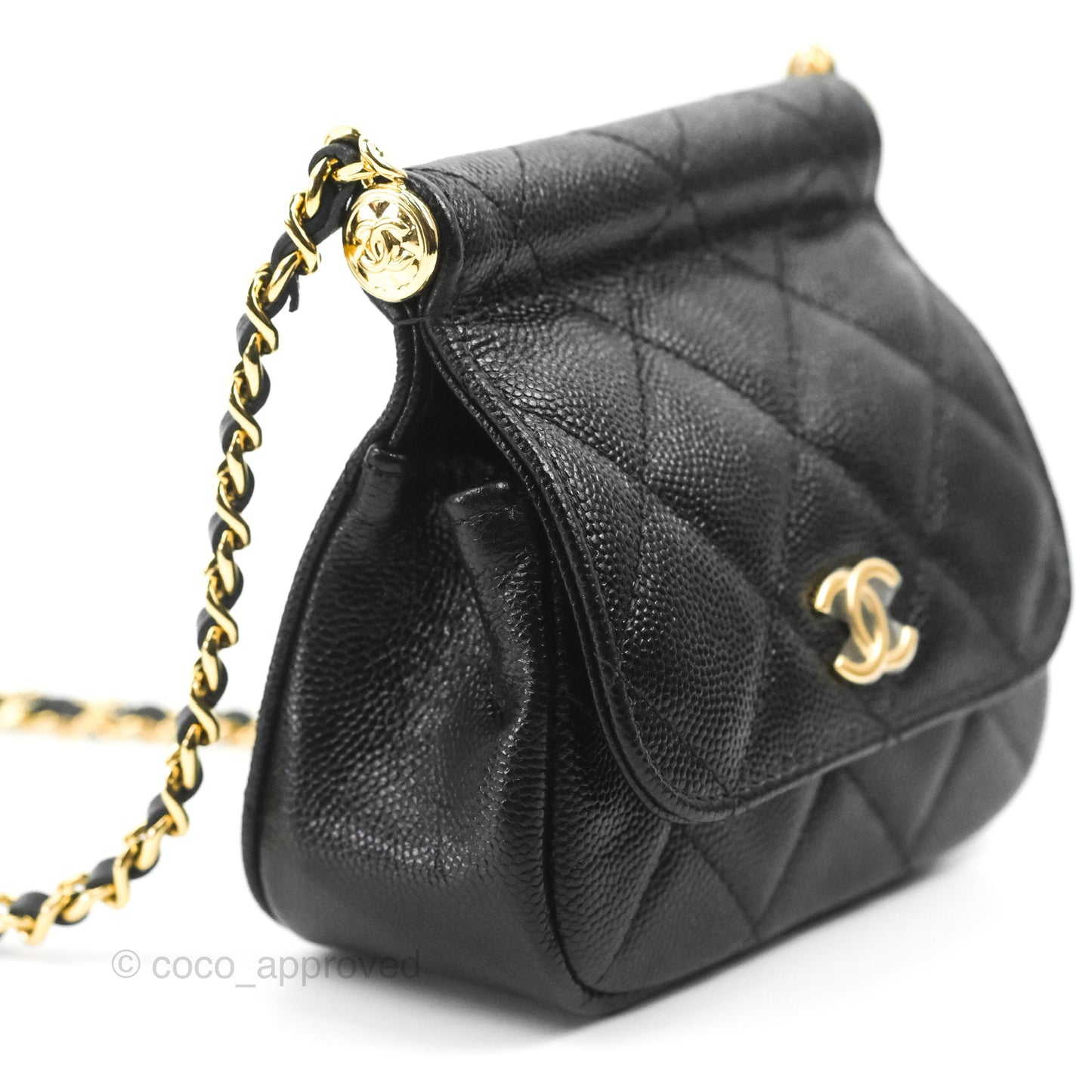 Chanel Quilted Clutch With Chain Black Caviar Gold Hardware