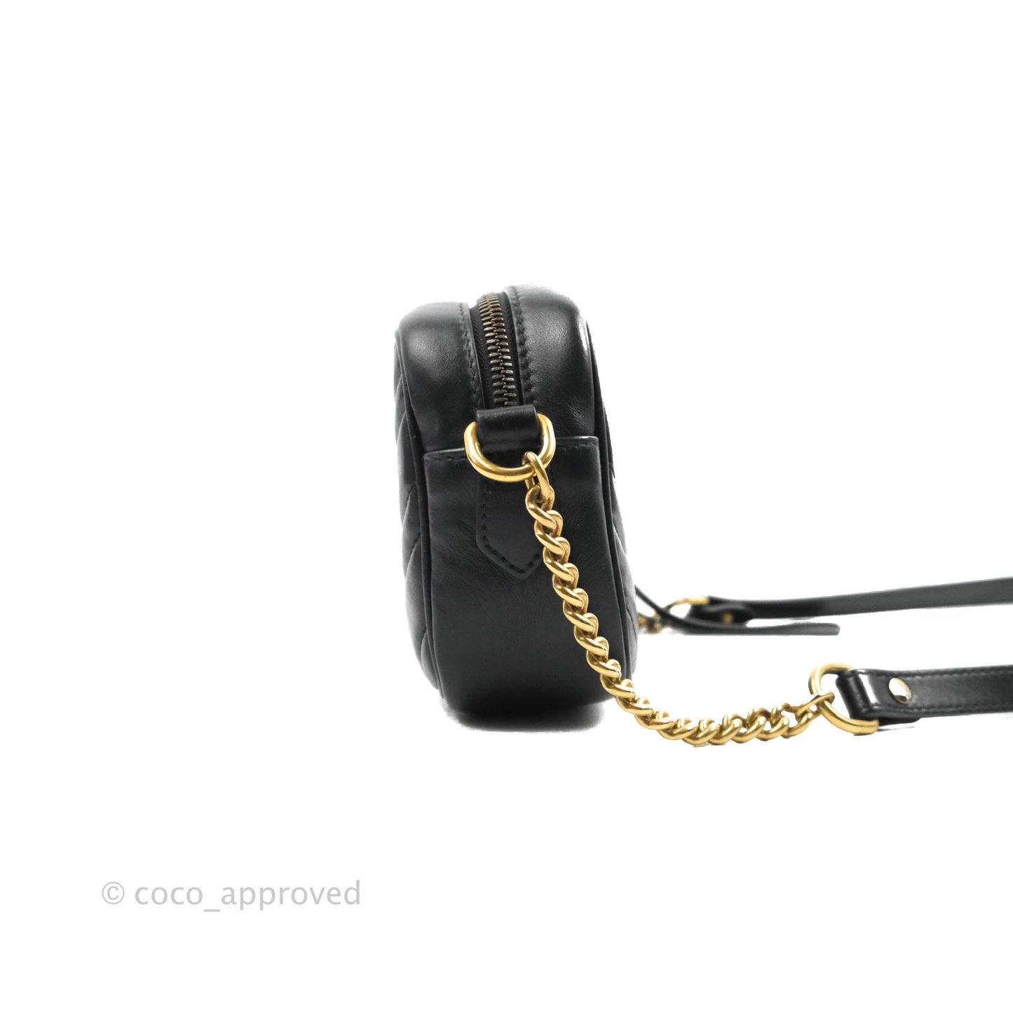 Gucci Mini Matelasse GG Marmont Camera Bag Black Calfskin Gold Hardware