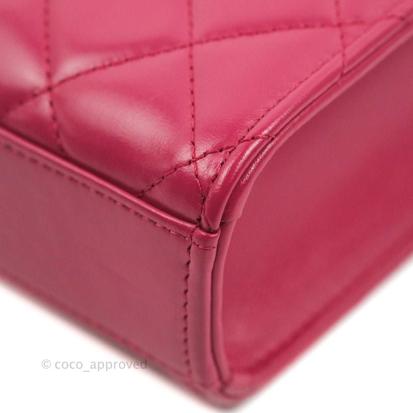 Chanel Quilted Perfect Fit Dark Pink Phone Holder Aged Gold Hardware