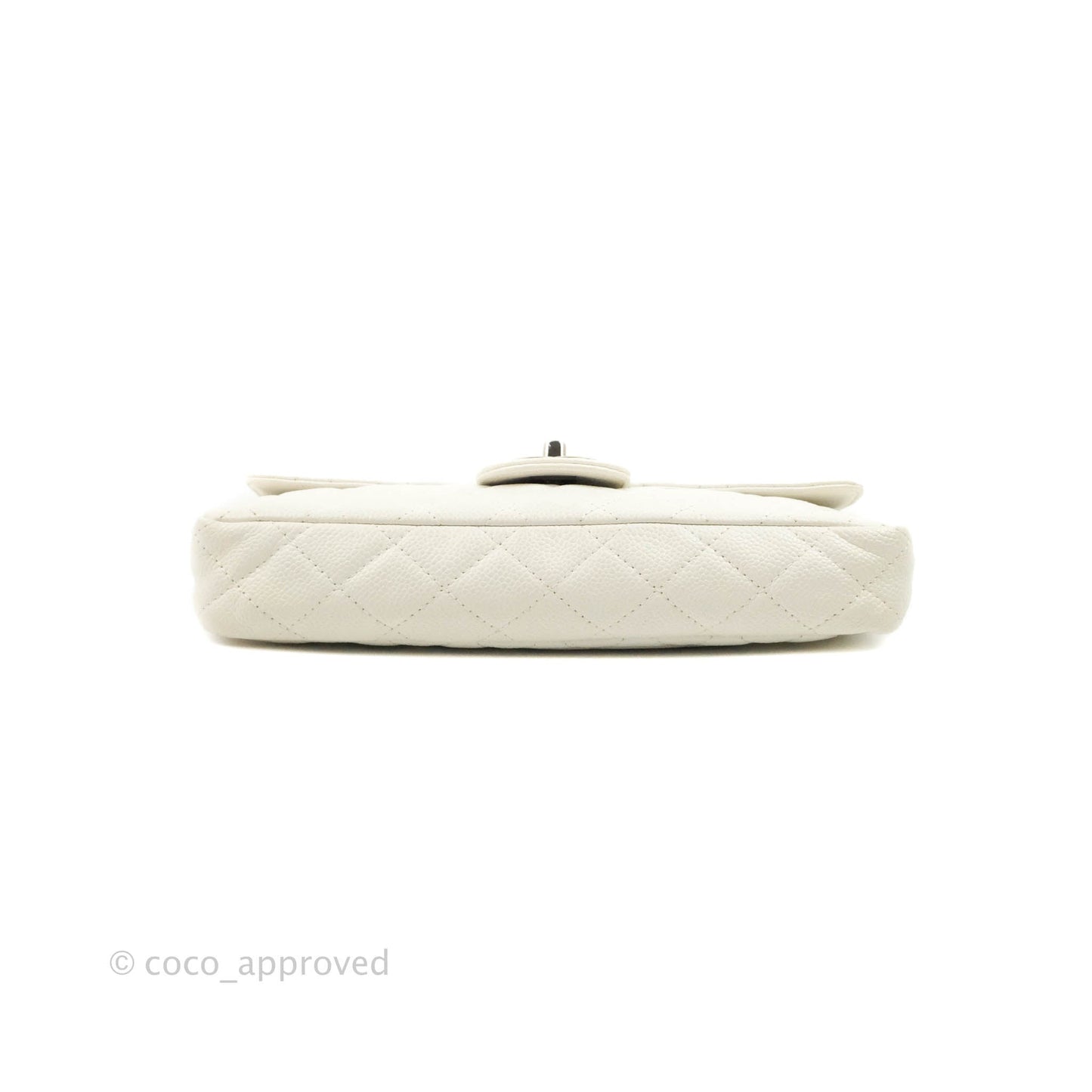 Chanel Quilted East West Flap White Soft Caviar Silver Hardware