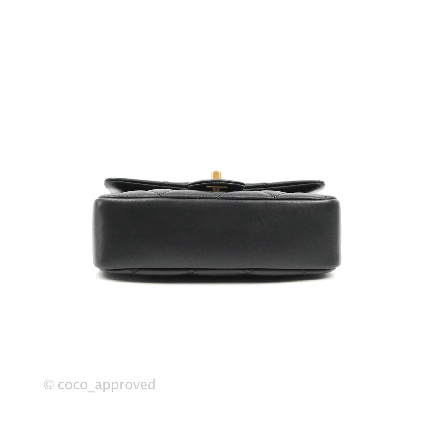 Chanel Mini Flap Bag With Heart CC Charm Black Lambskin Aged Gold Hardware