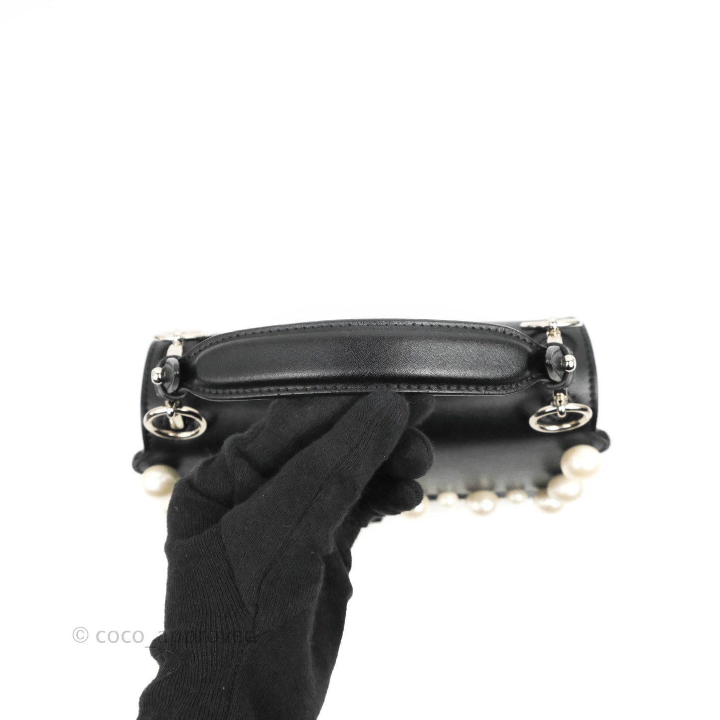 Fendi Scalloped Studded Pearl Small Kan I Shoulder Bag Black Calfskin