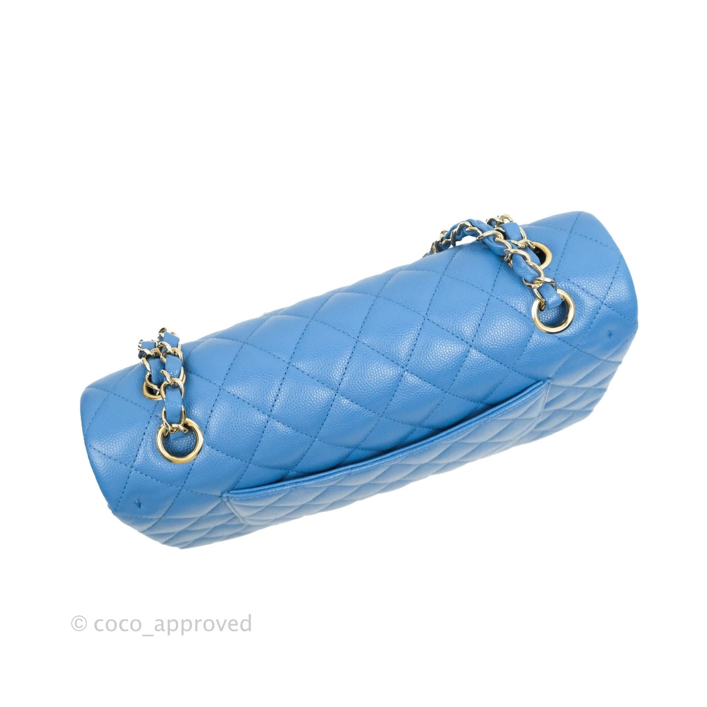 Chanel Classic M/L Medium Flap Quilted Blue Caviar Gold Hardware