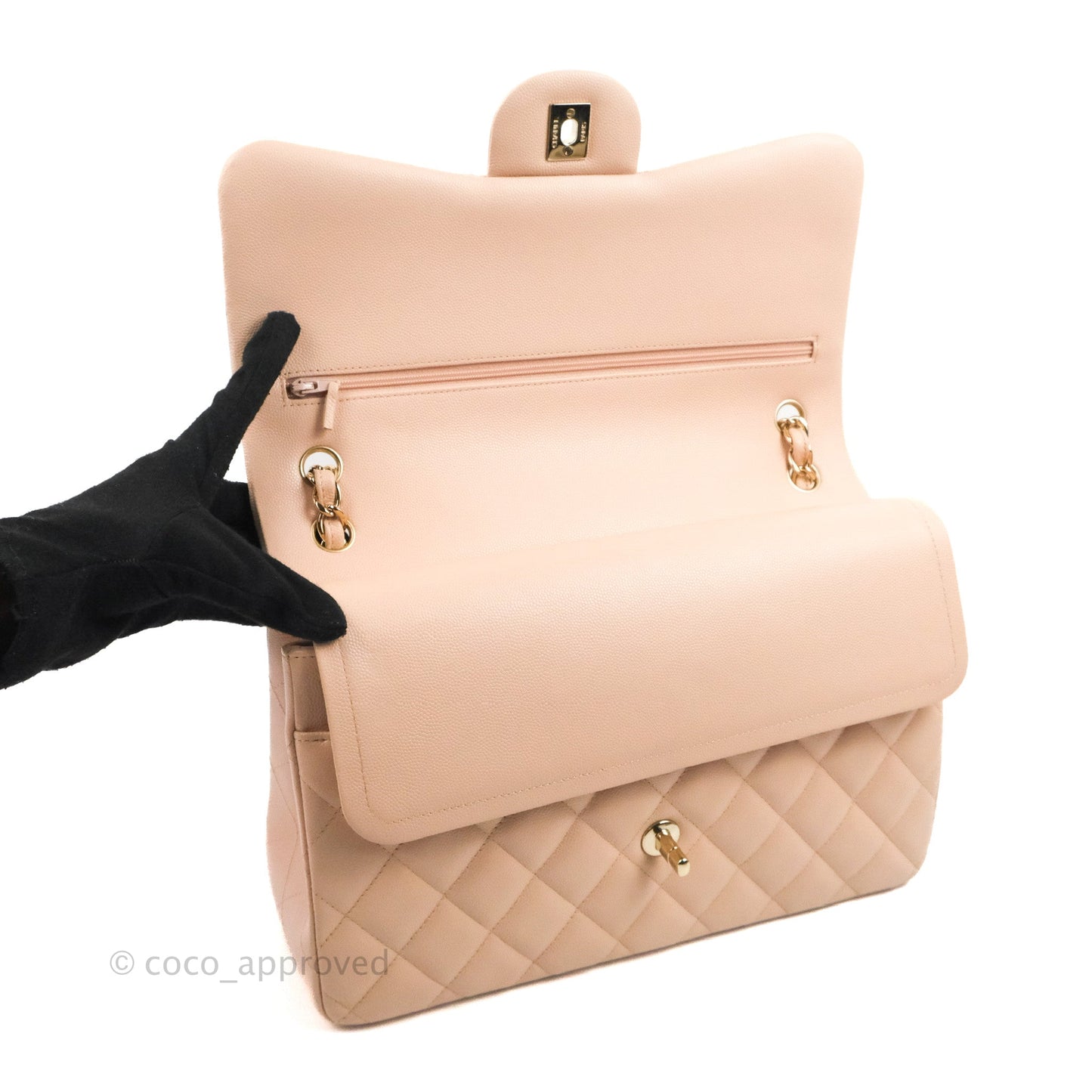 Chanel Jumbo Double Flap Rose Clair Pink Caviar Gold Hardware⁣⁣