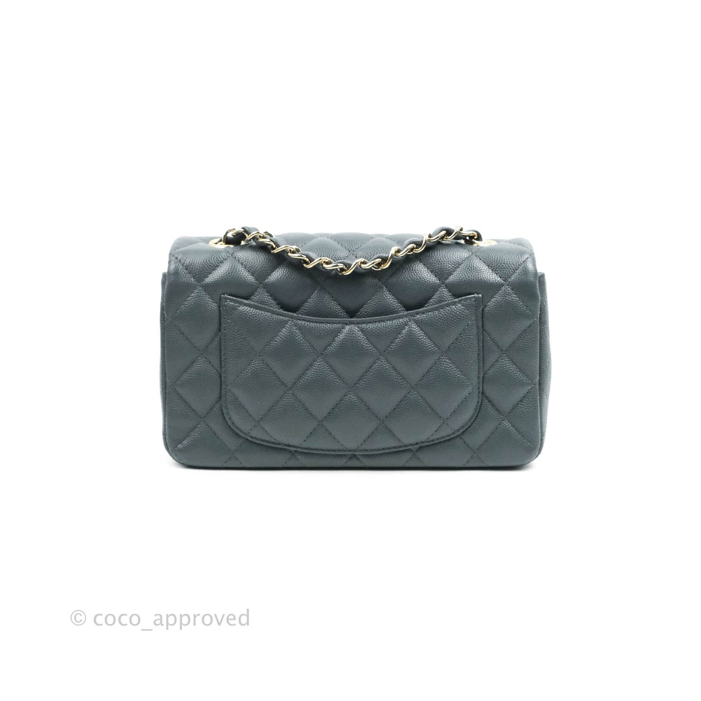 Chanel Quilted Mini Rectangular Flap Grey Caviar Gold Hardware 18B
