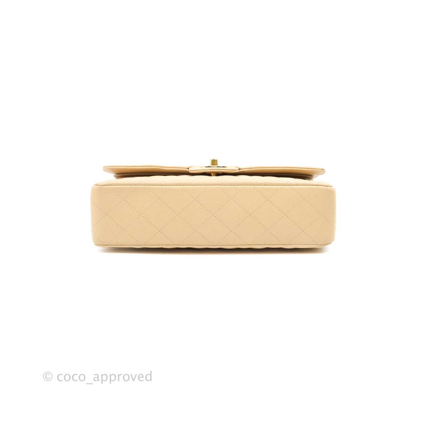 Chanel Classic M/L Medium Double Flap Beige Caviar Gold Hardware