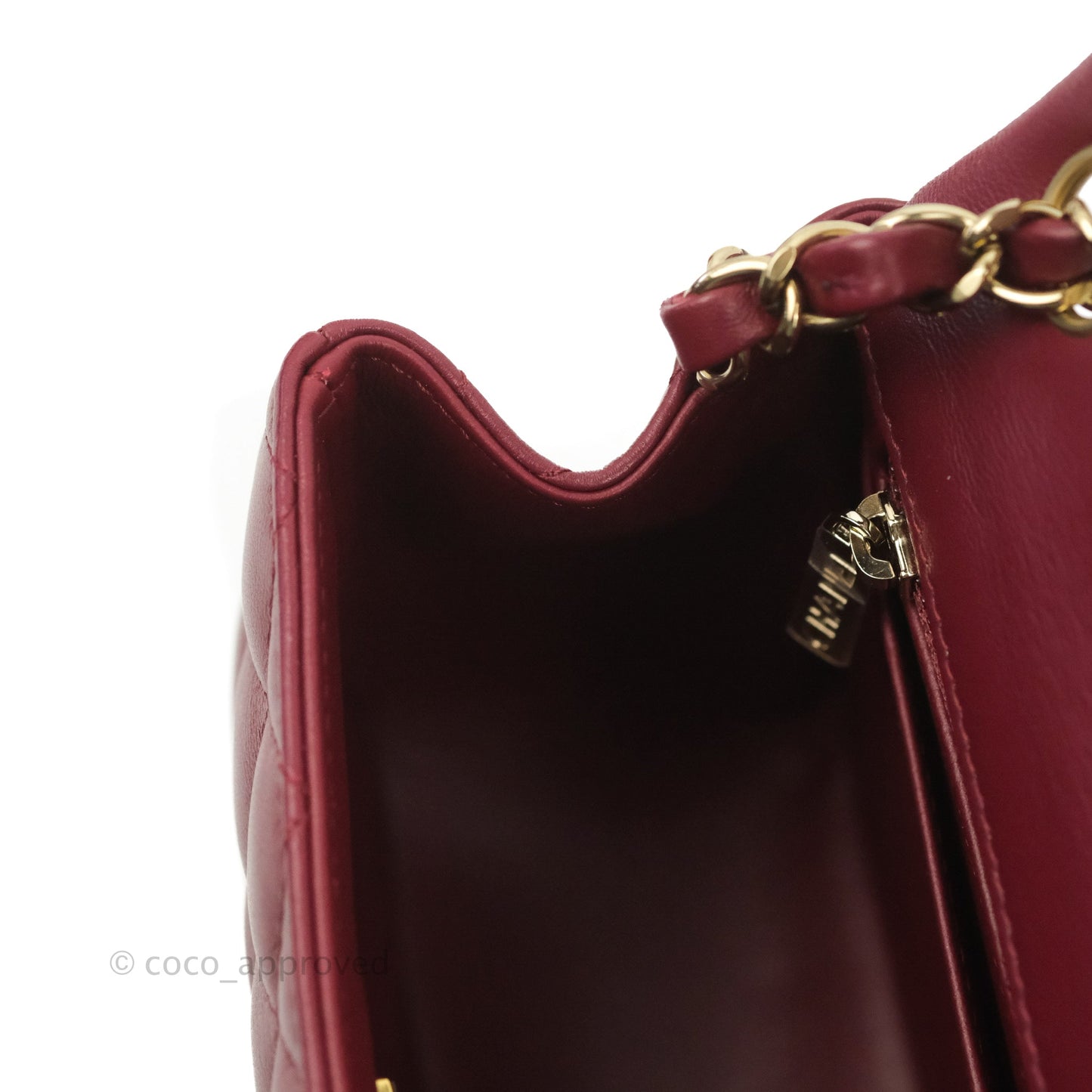Chanel Quilted Mini Square Burgundy Lambskin Gold Hardware