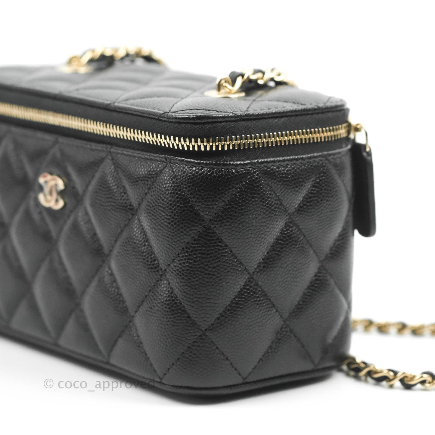 Chanel Vanity with Chain Black Caviar Gold Hardware 22S
