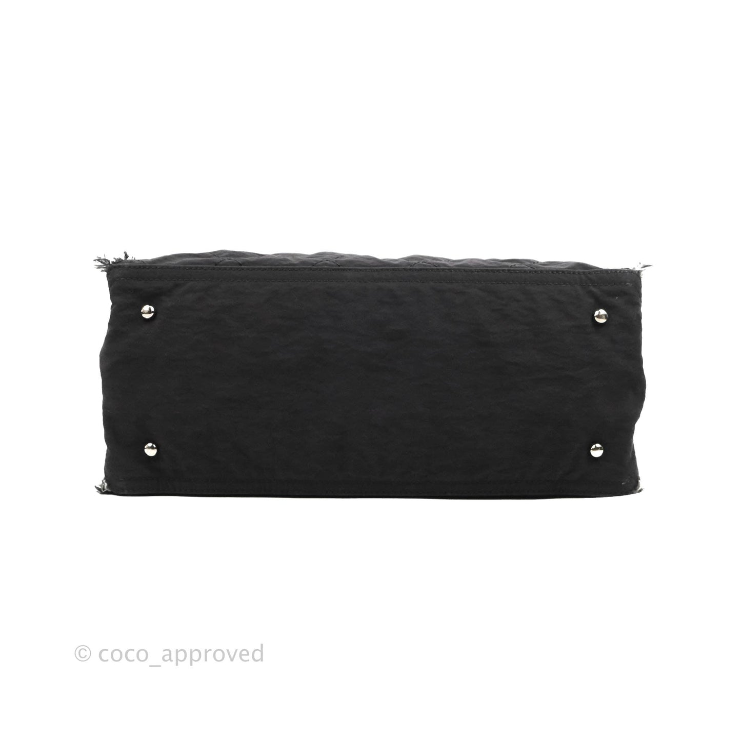 Chanel Quilted Trim Tweed Tote Black Fabric Silver Hardware