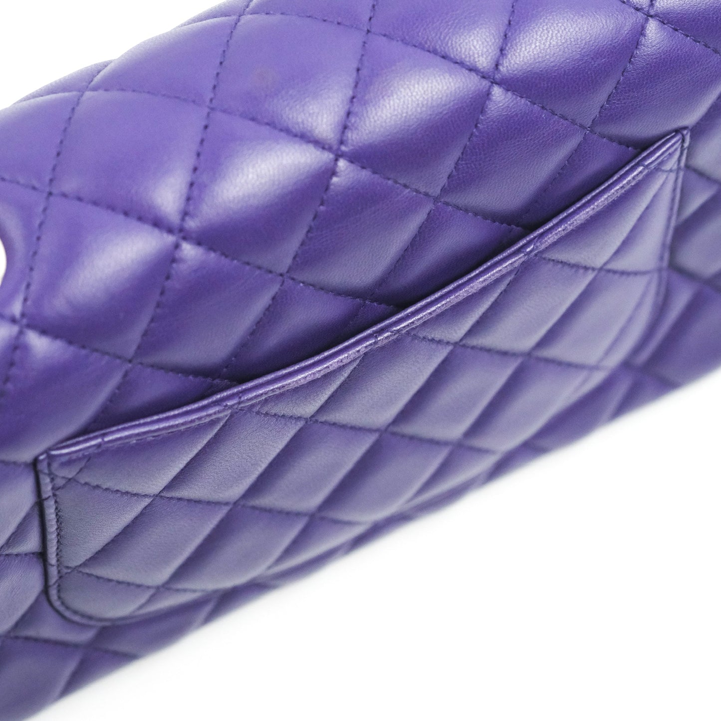 Chanel Quilted Mini Rectangular Flap Purple Lambskin Silver Hardware