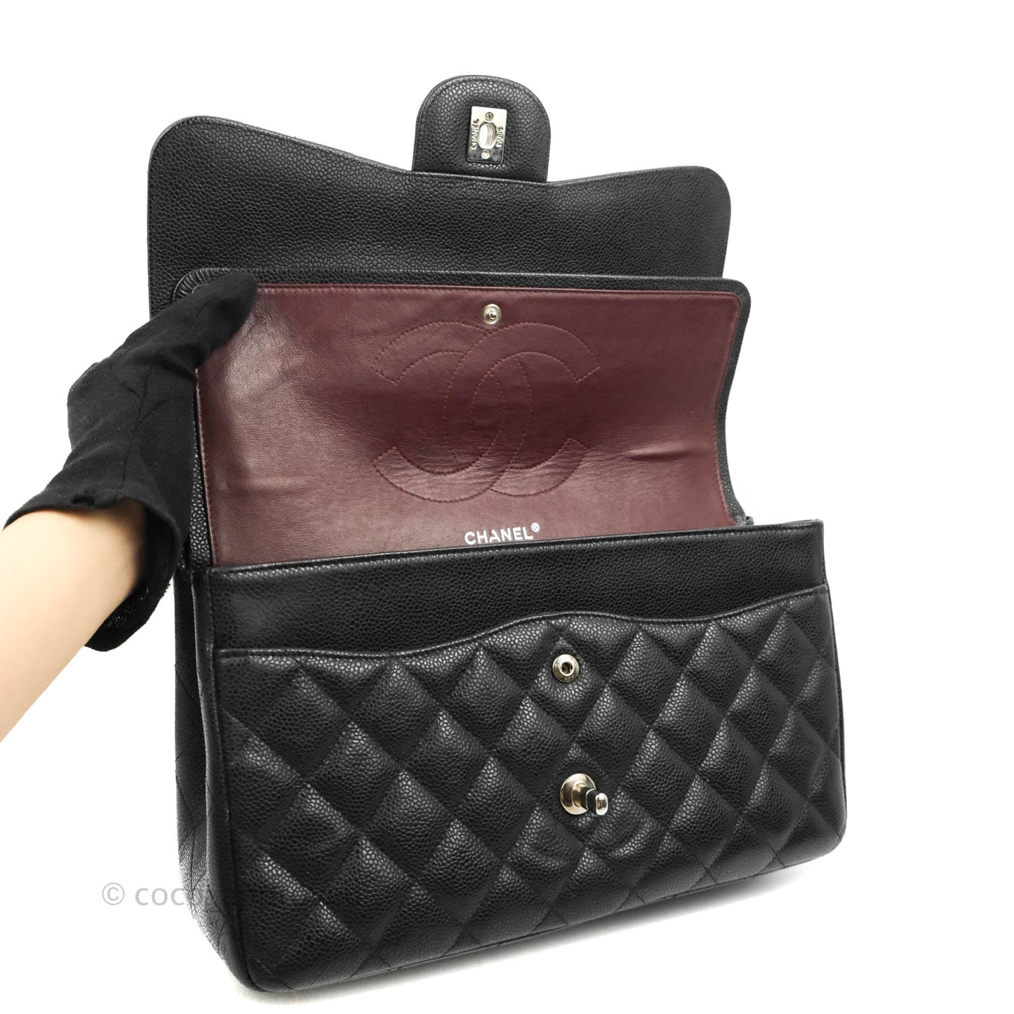 Chanel Jumbo Double Flap Black Caviar Silver Hardware⁣⁣