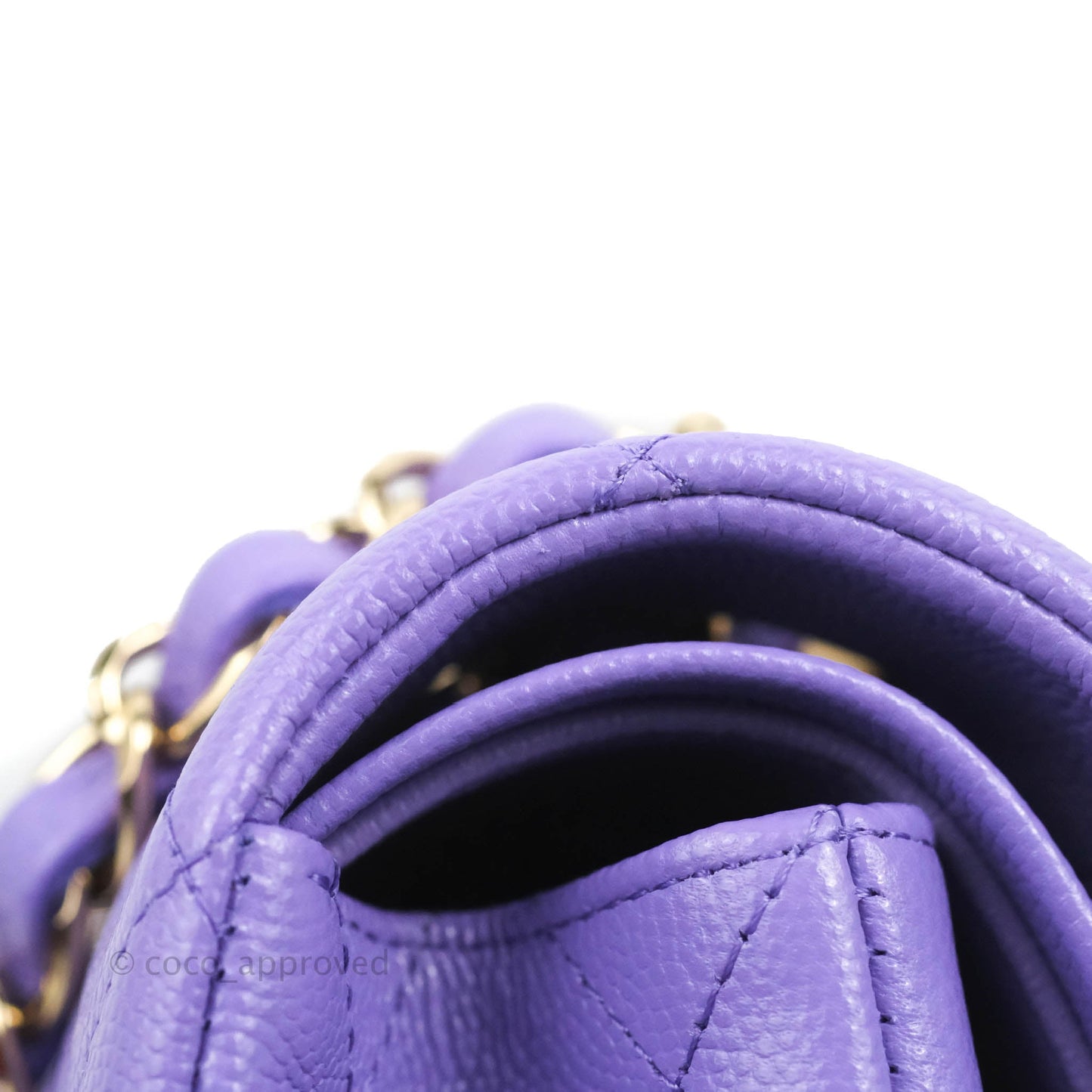 Chanel Classic M/L Medium Flap Quilted Purple Caviar Gold Hardware 20S