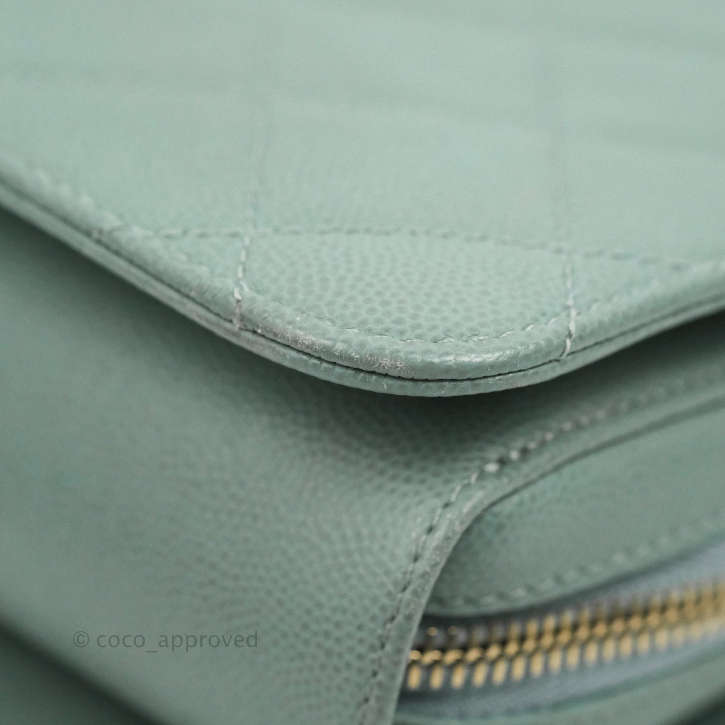 Chanel Quilted Like The Wallet Flap Blue-Greyish Caviar Gold Hardware