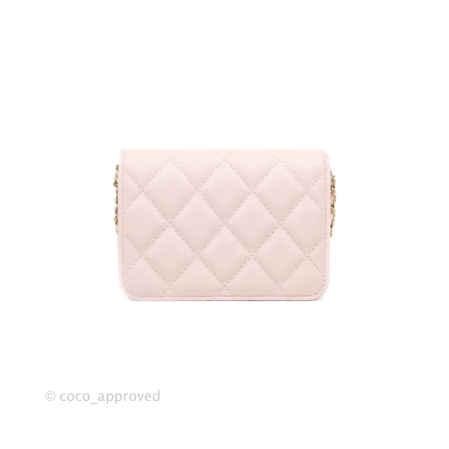Chanel Mini Wallet With Chain Light Pink Caviar Gold Hardware