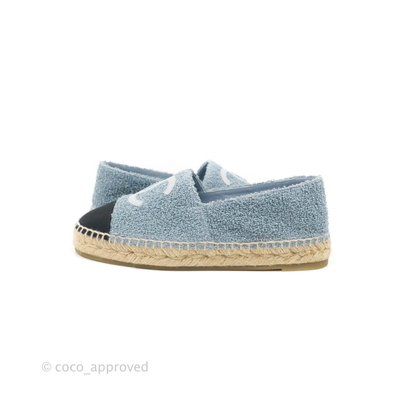 Chanel Espadrille Black Blue Tweed Size 37