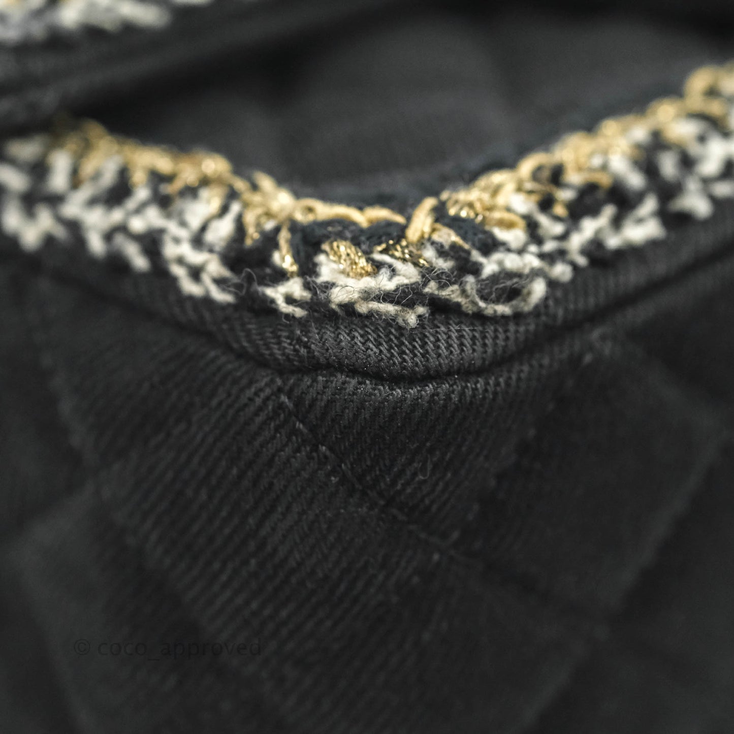 Chanel Classic Mini Rectangular Flap Bag Black Denim Braided Gold Hardware 18A