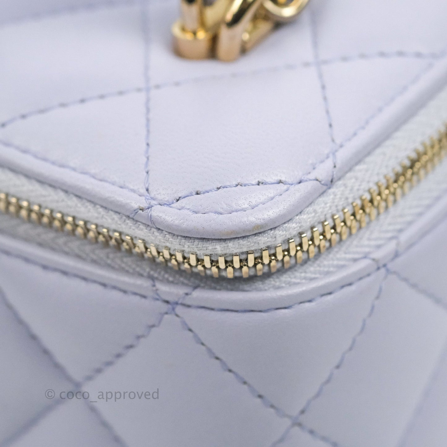 Chanel Vanity Rectangular Top Handle Lilac Lambskin Gold Hardware