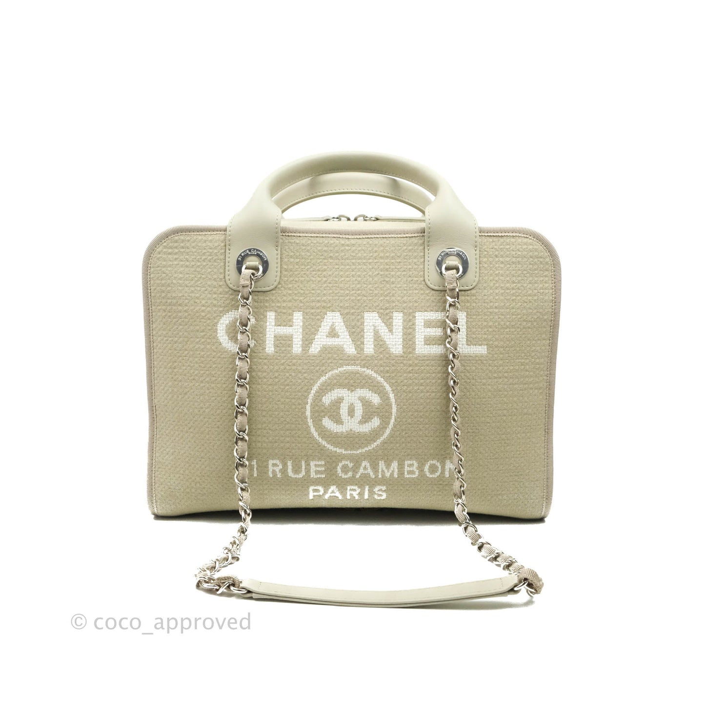 Chanel Deauville Bowling Bag Grey Silver Hardware