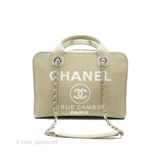 Chanel Deauville Bowling Bag Grey Silver Hardware
