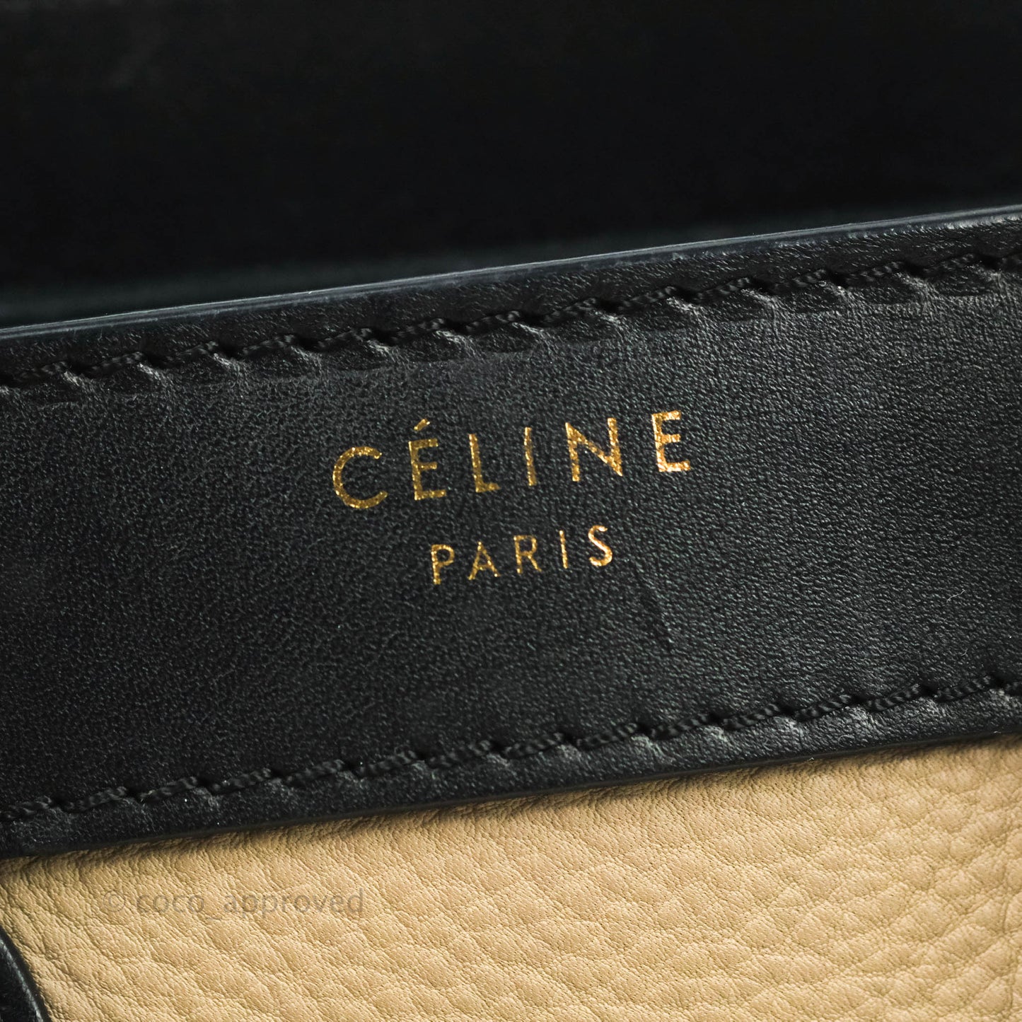 Celine Nano Luggage Grained Calfskin Gold Hardware White/Black/Beige