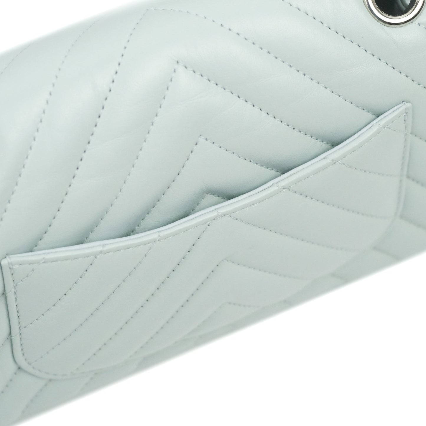 Chanel Mini Reissue 224 Blue Aged Calfskin Silver Hardware