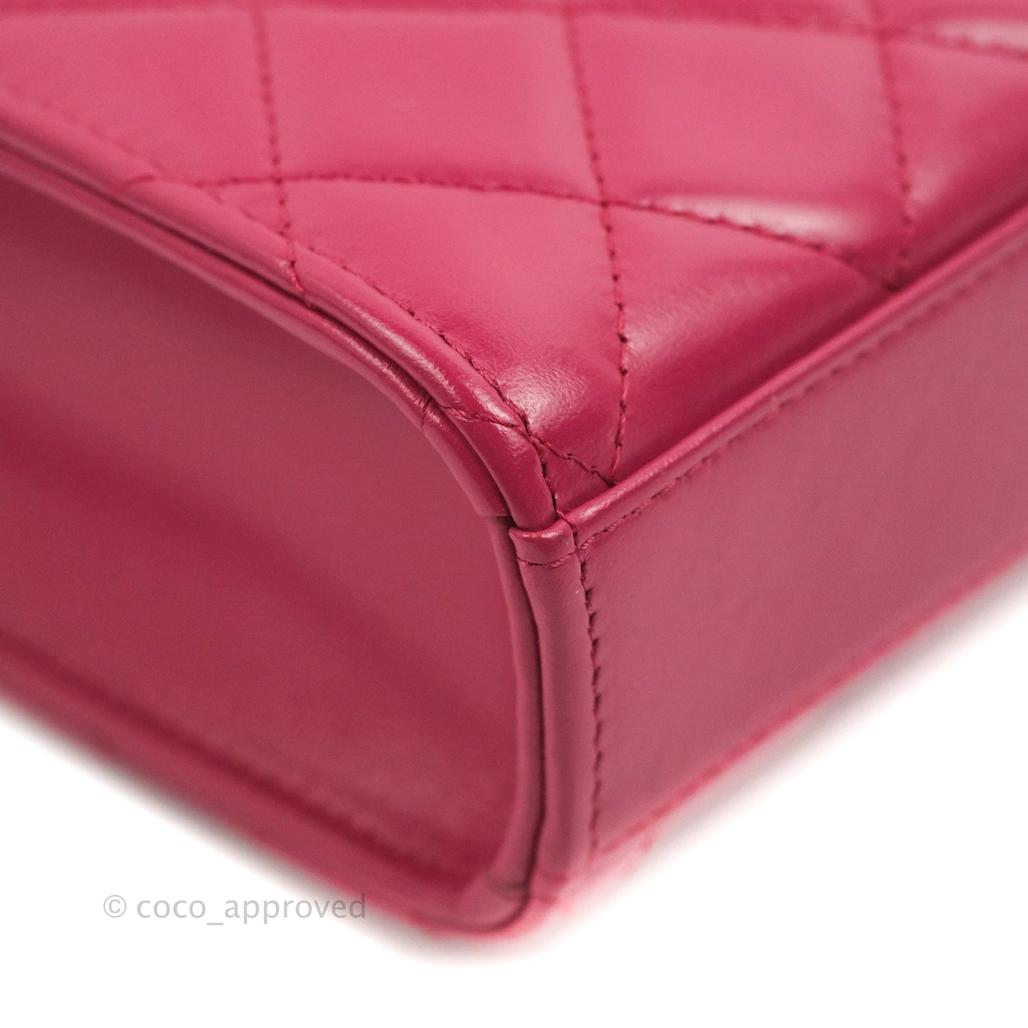 Chanel Quilted Perfect Fit Dark Pink Phone Holder Aged Gold Hardware
