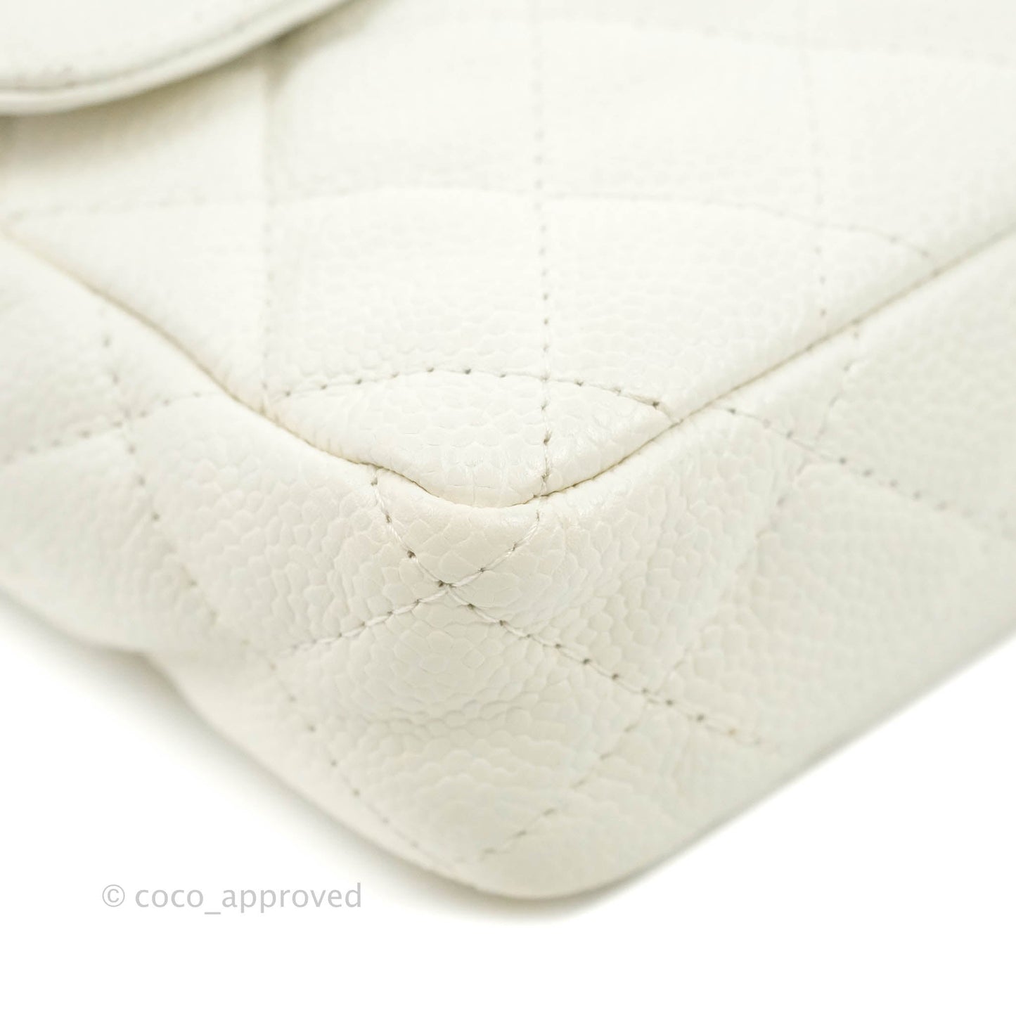 Chanel Quilted East West Flap White Soft Caviar Silver Hardware