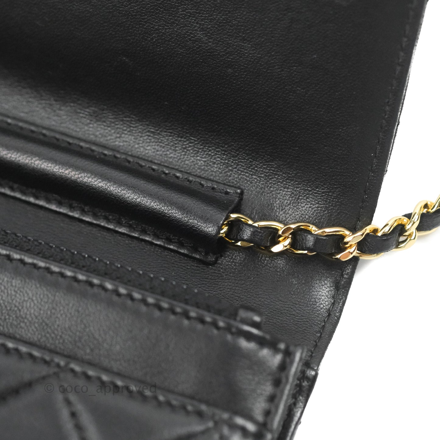 Chanel Quilted Classic Wallet on Chain WOC Black Lambskin Gold Hardware