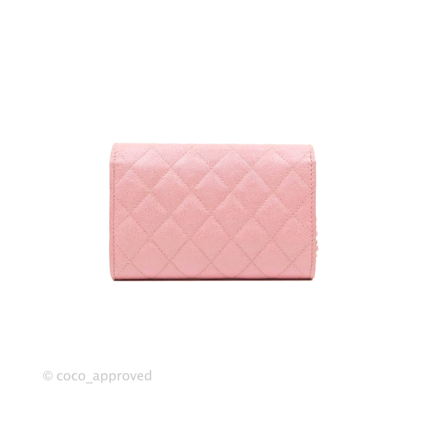 Chanel Mini Quilted Wallet On Chain WOC Caviar Iridescent Pink Gold Hardware 19S
