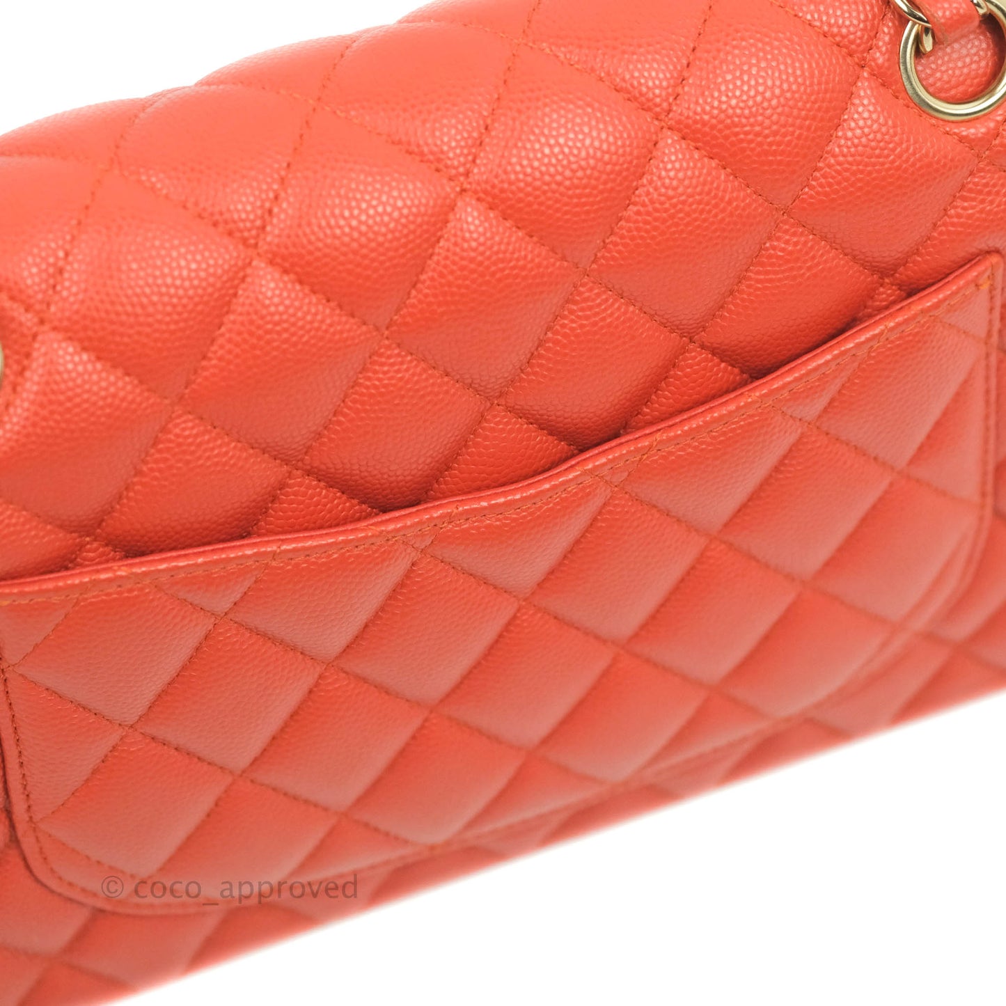 Chanel S/M Small Classic Quilted Flap Orange Caviar Gold Hardware 17B
