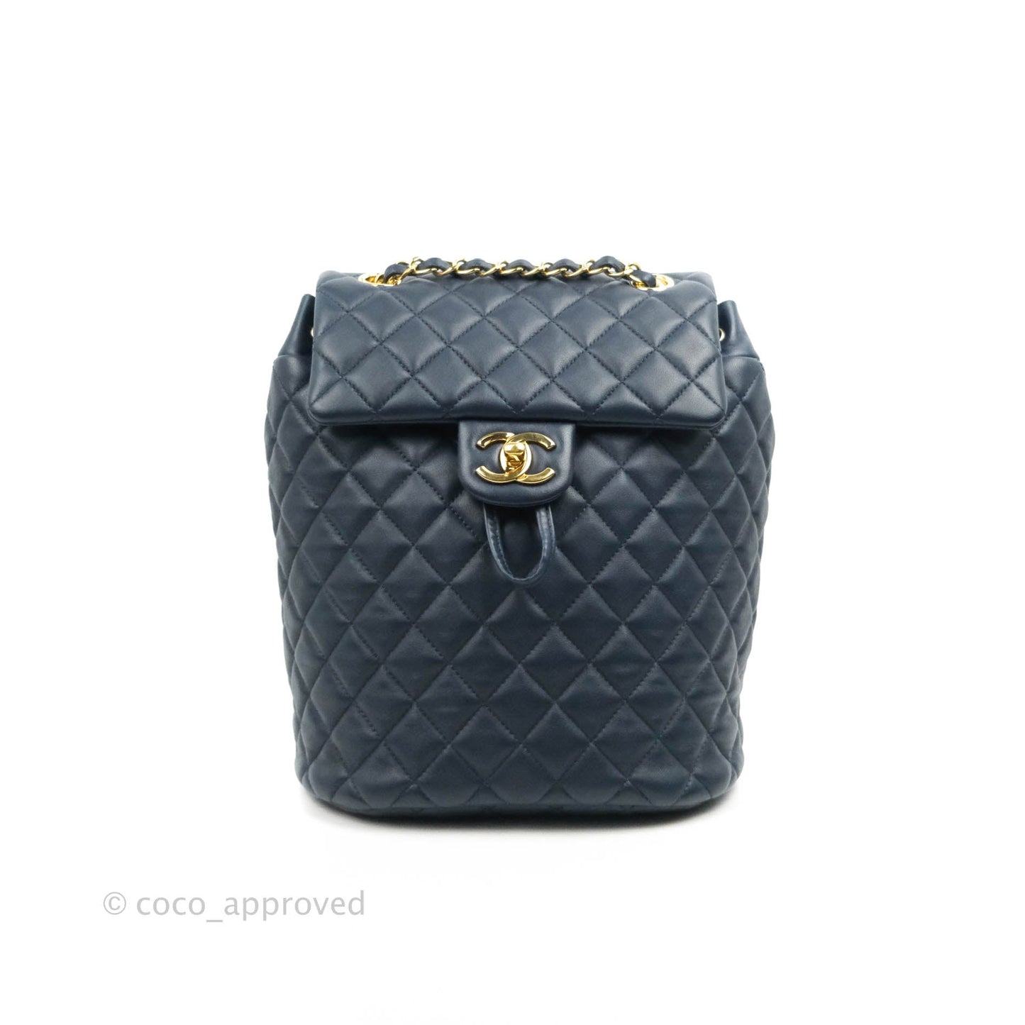 Chanel Small Quilted Urban Spirit Backpack Navy Gold Hardware