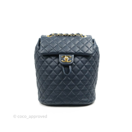 Chanel Small Quilted Urban Spirit Backpack Navy Gold Hardware