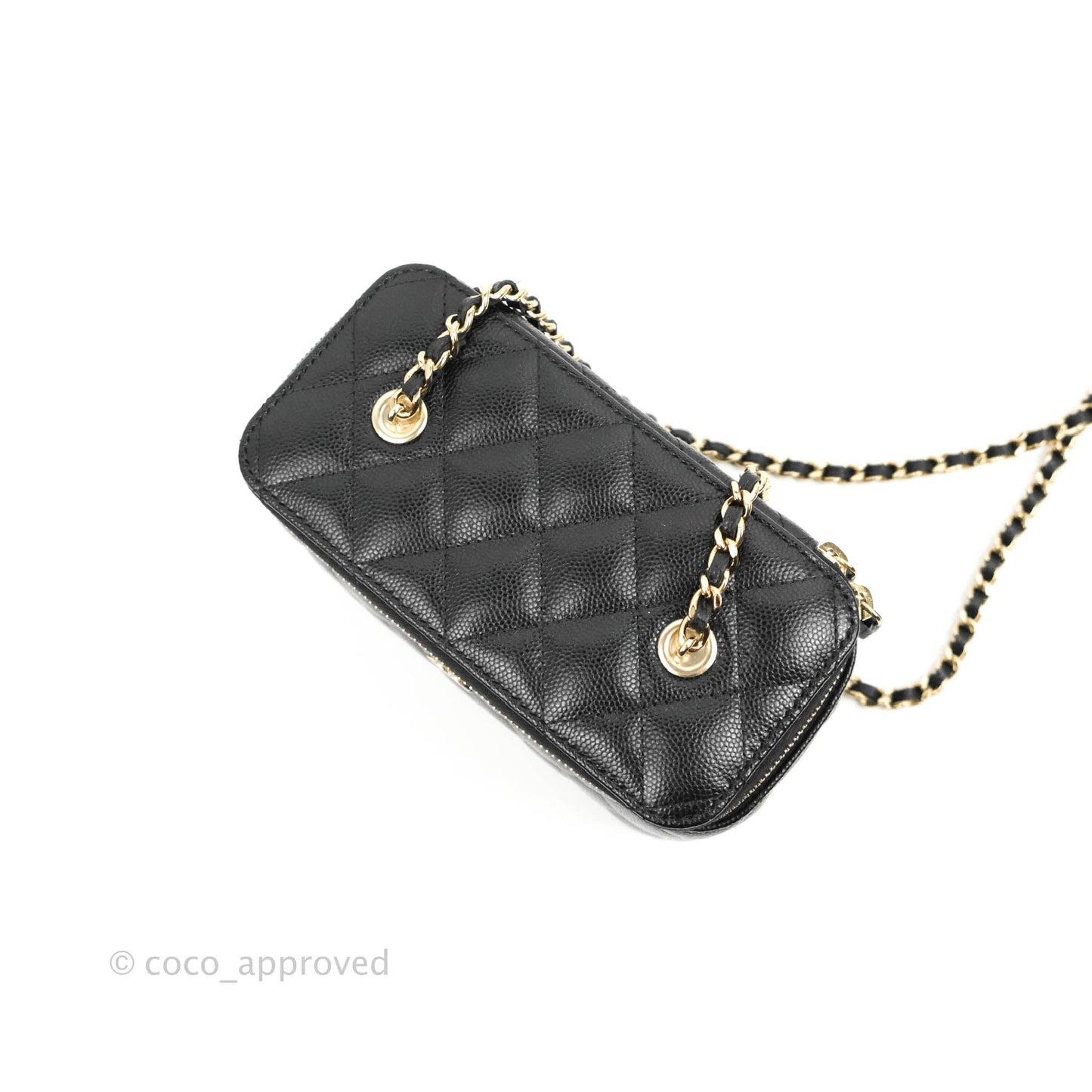 Chanel Vanity with Chain Black Caviar Gold Hardware 22S