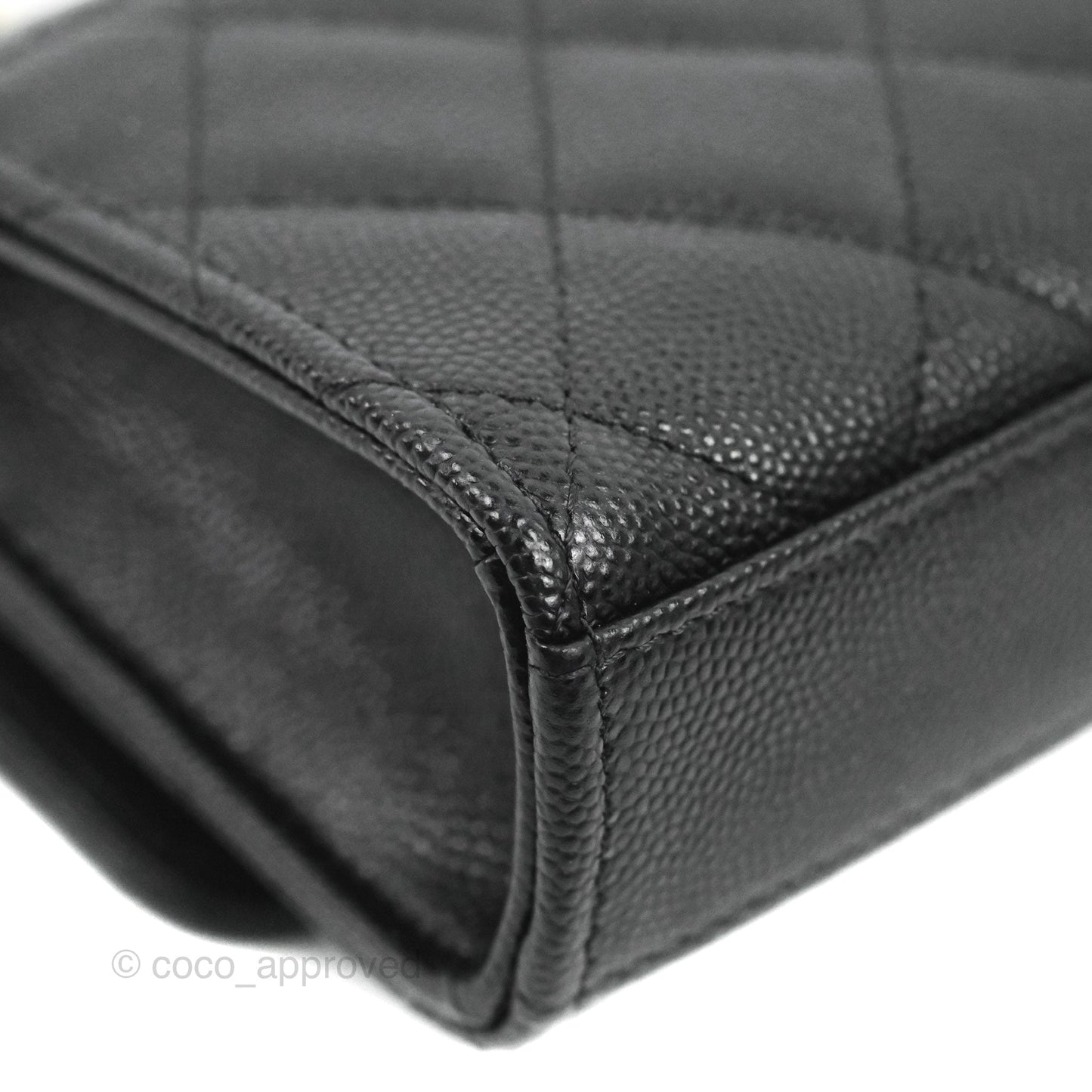 Chanel Top Handle Clutch with Chain Black Caviar Light Gold Hardware 23P