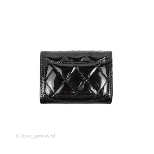 Chanel Quilted Flap Card Holder So Black Patent
