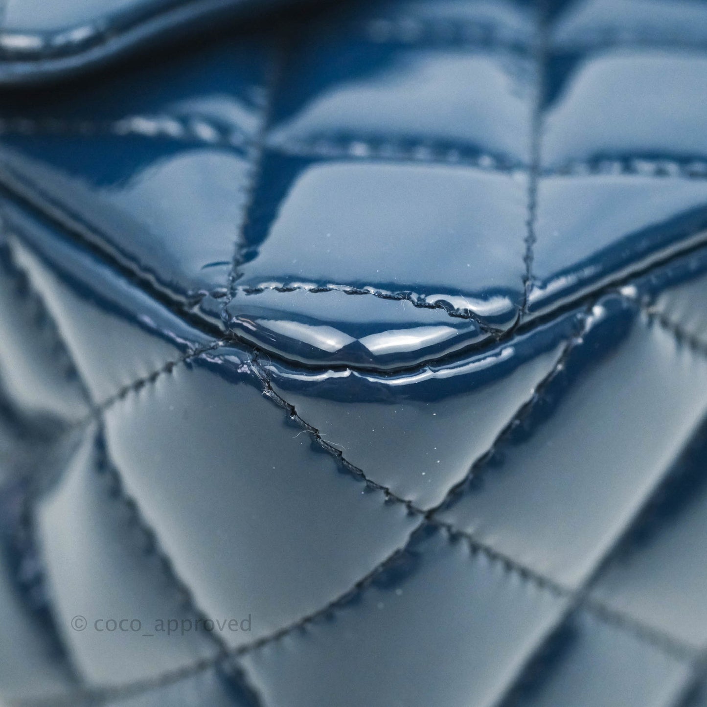 Chanel Quilted Mini Rectangular Flap Navy Patent Leather Gold Hardware