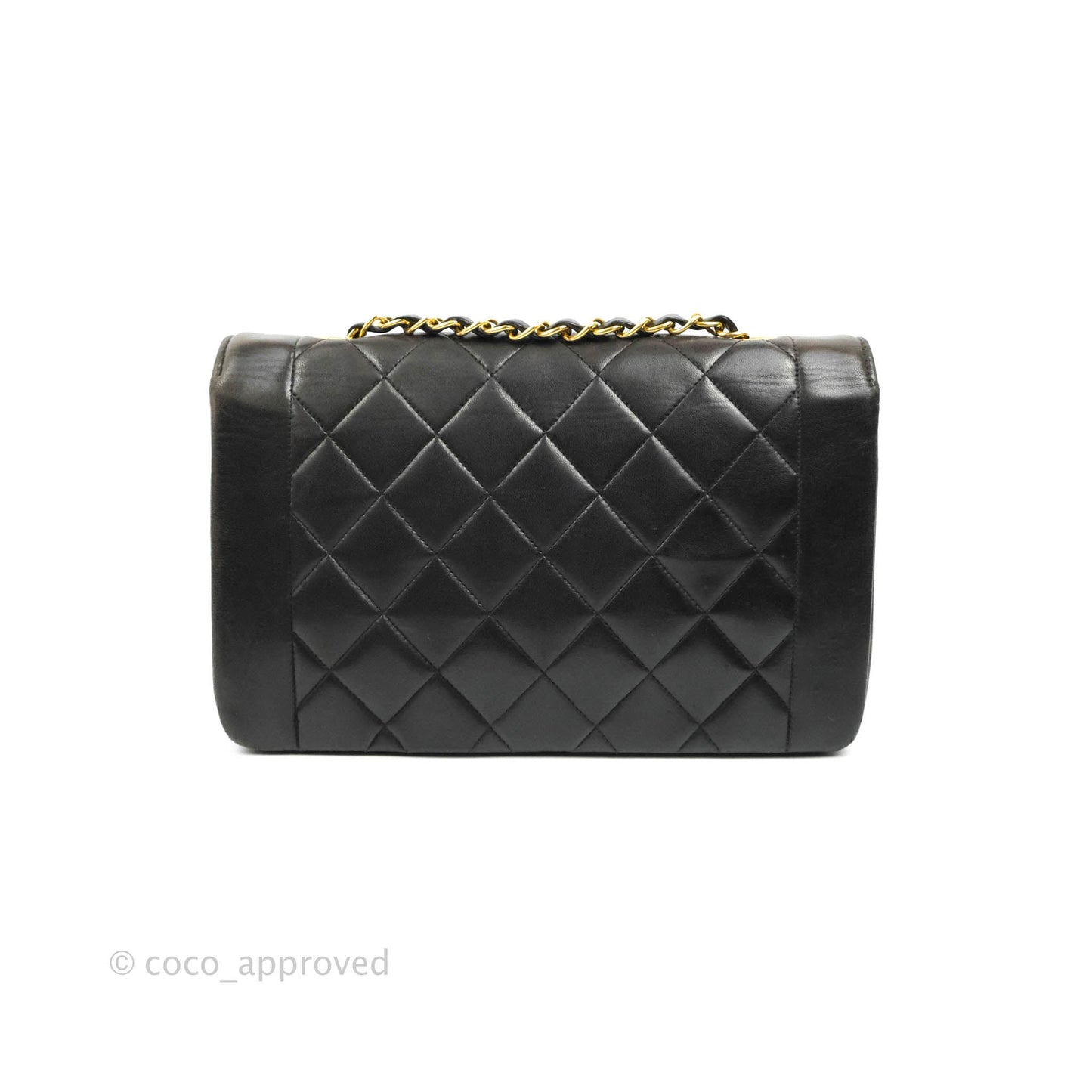 Chanel Vintage Quilted Medium Classic Diana Flap Bag Black Lambskin 24K Gold Harwdare