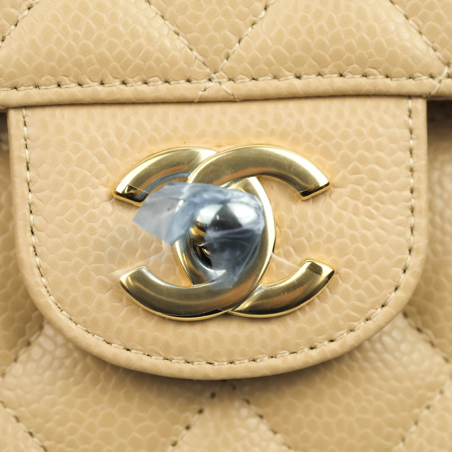 Chanel Small Classic Quilted Flap Beige Caviar Gold Hardware