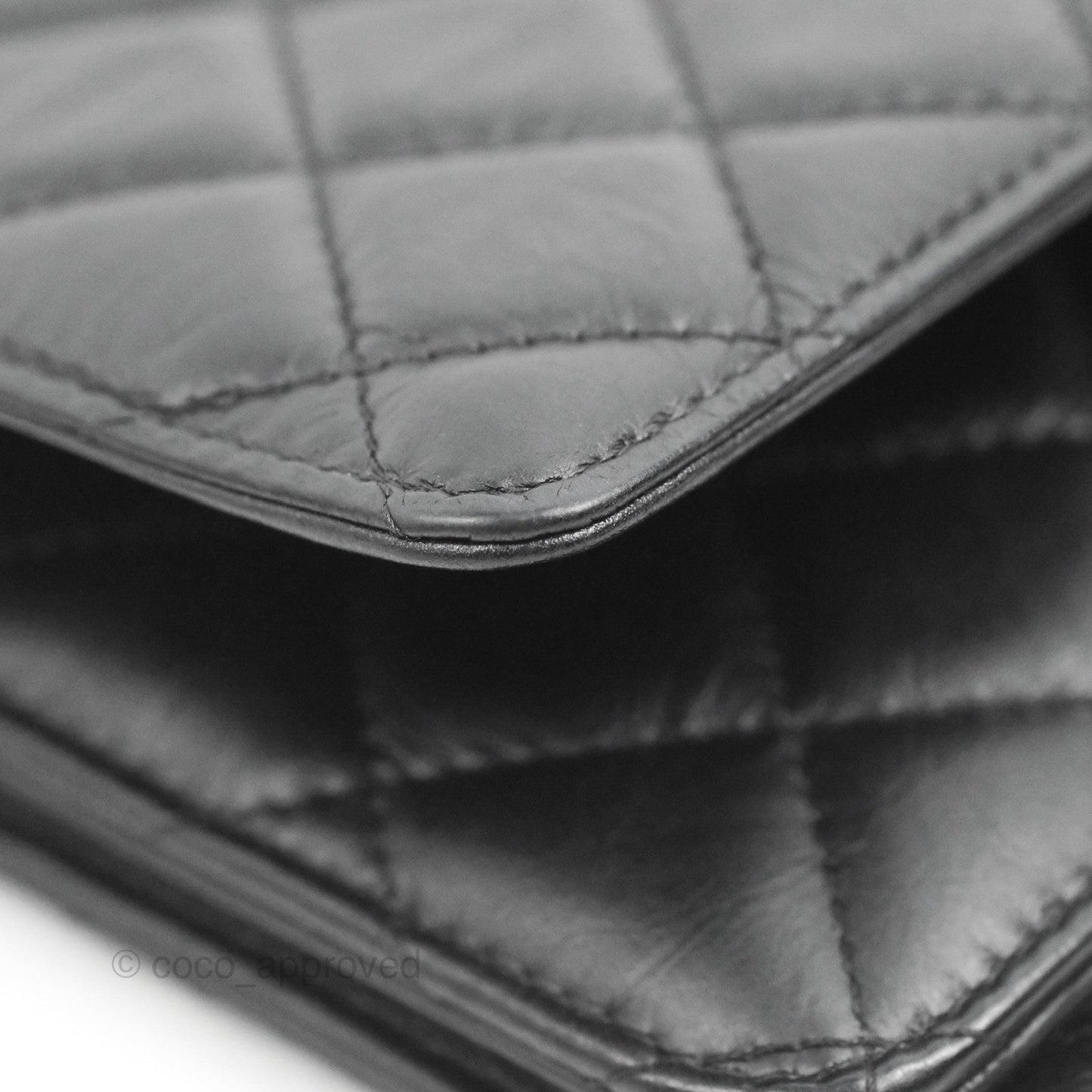 Chanel  Quilted Tassel Wallet On Chain WOC Black Aged Calfskin