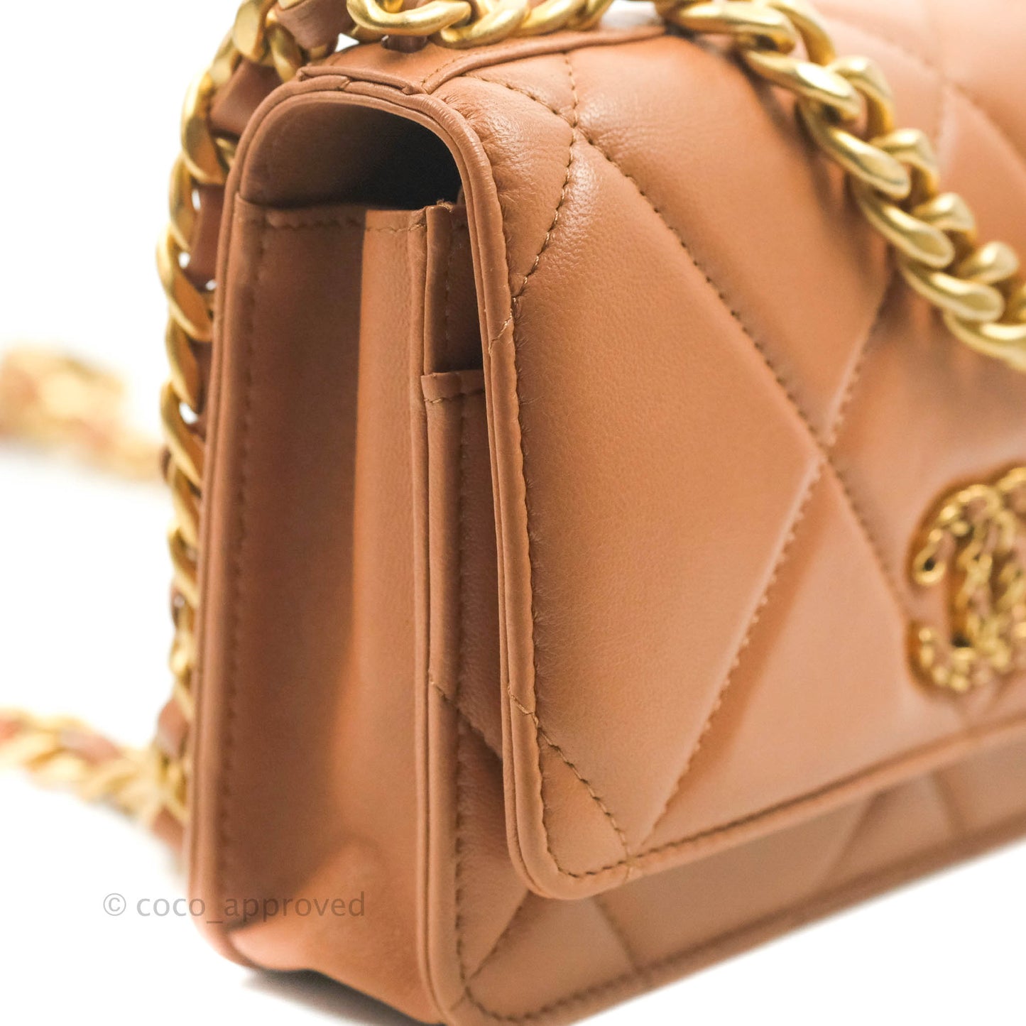 Chanel 19 Wallet on Chain WOC Dark Beige Caramel Lambskin Mixed Hardware 21K