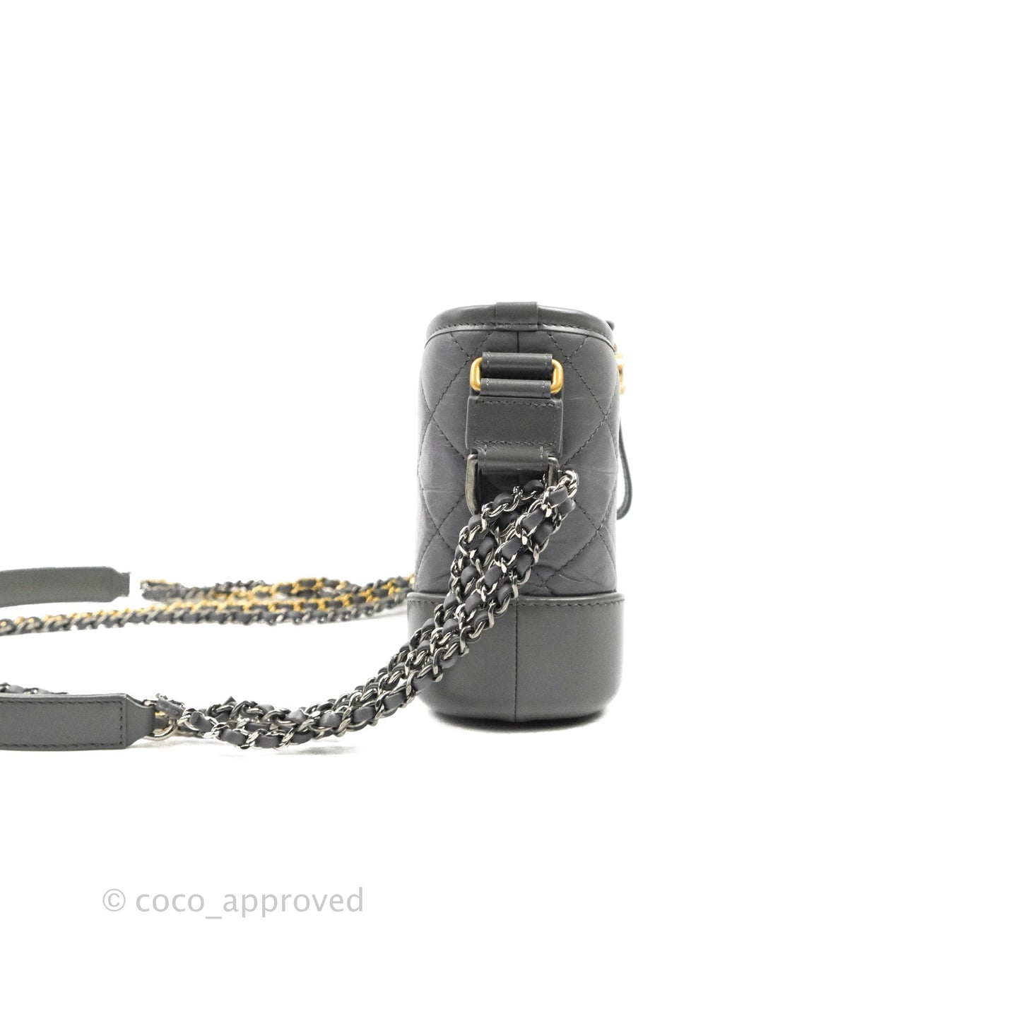 Chanel Quilted Small Gabrielle Hobo Grey Calfskin Mixed Hardware