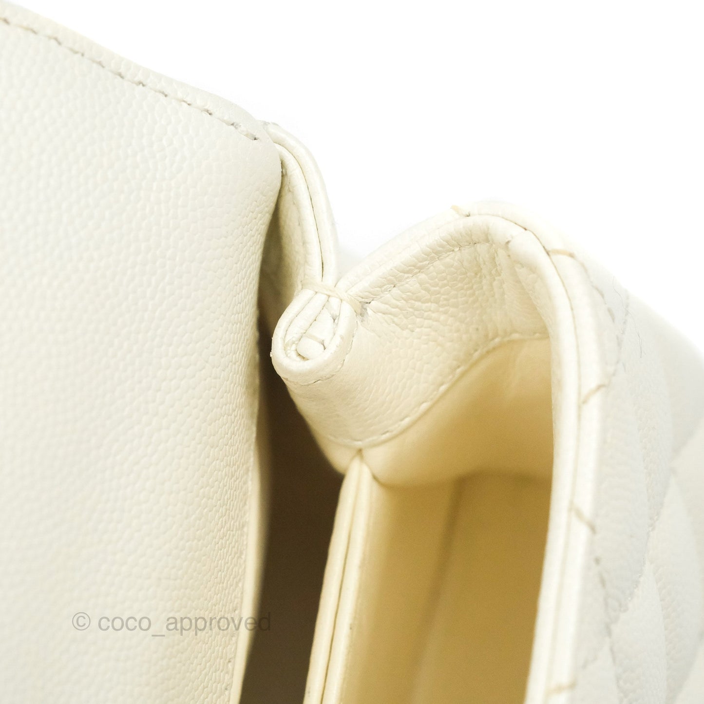 Chanel Mini Coco Handle Quilted Ivory Caviar Gold Hardware