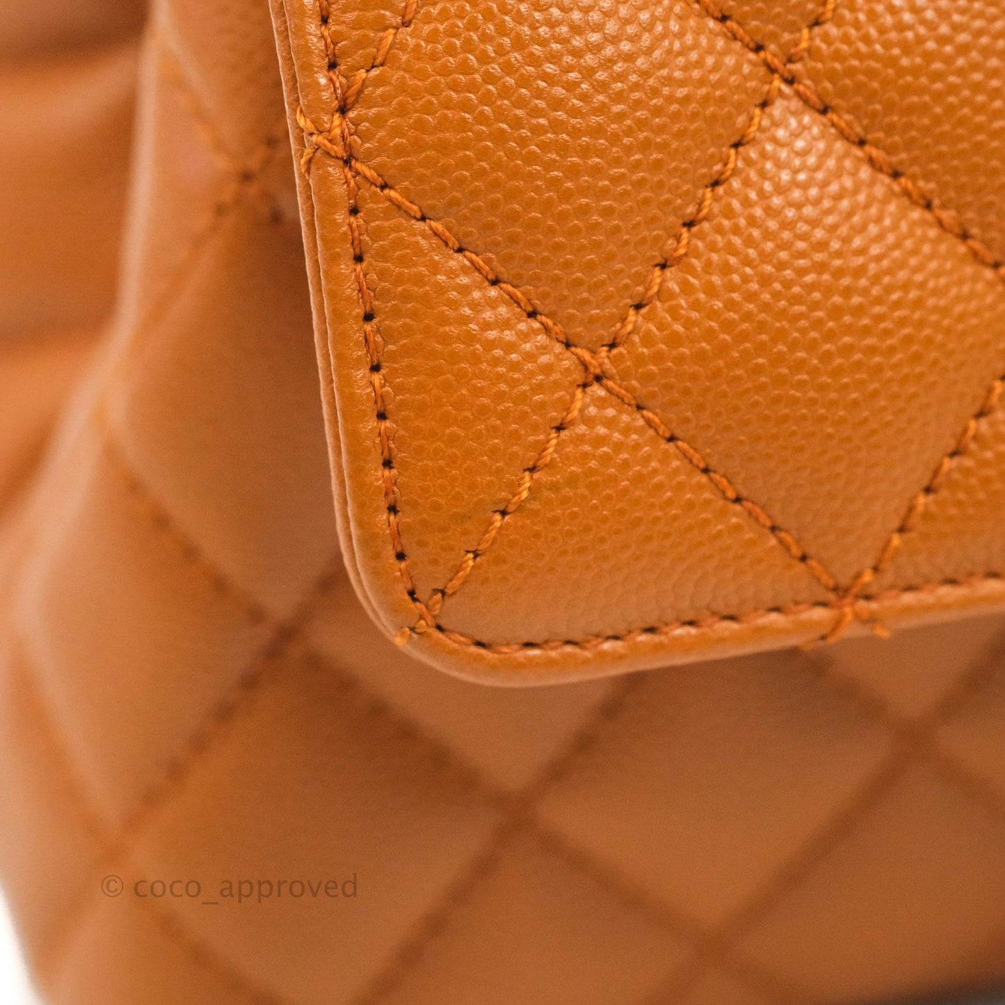 Chanel Small Coco Handle Quilted Caramel Caviar Gold Hardware 21A