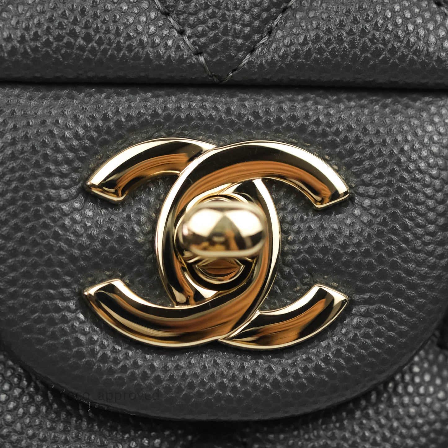 Chanel Classic M/L Medium Flap Quilted Dark Grey Caviar Gold Hardware 21B