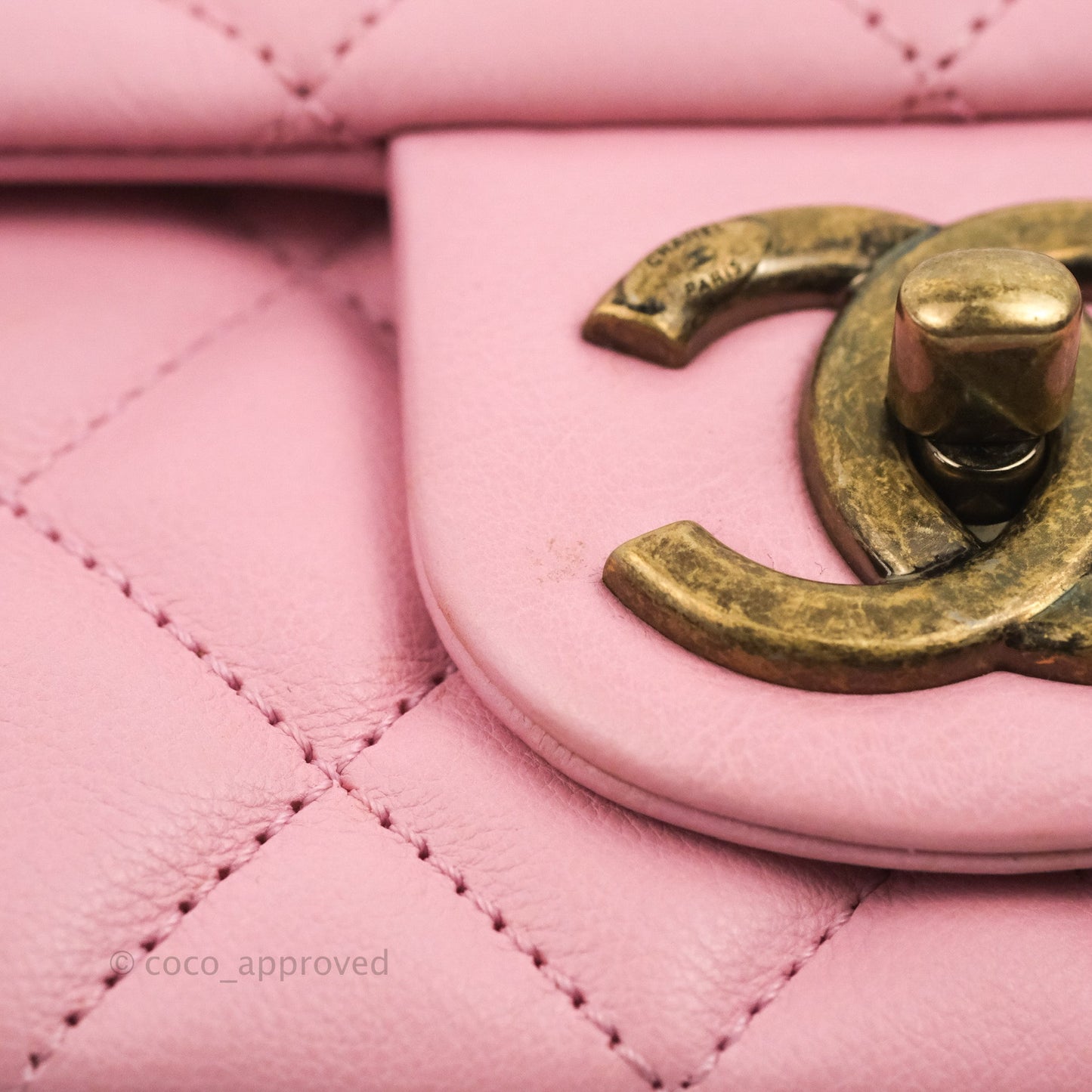 Chanel CC Crown Flap Pink Calfskin Antique Gold Hardware