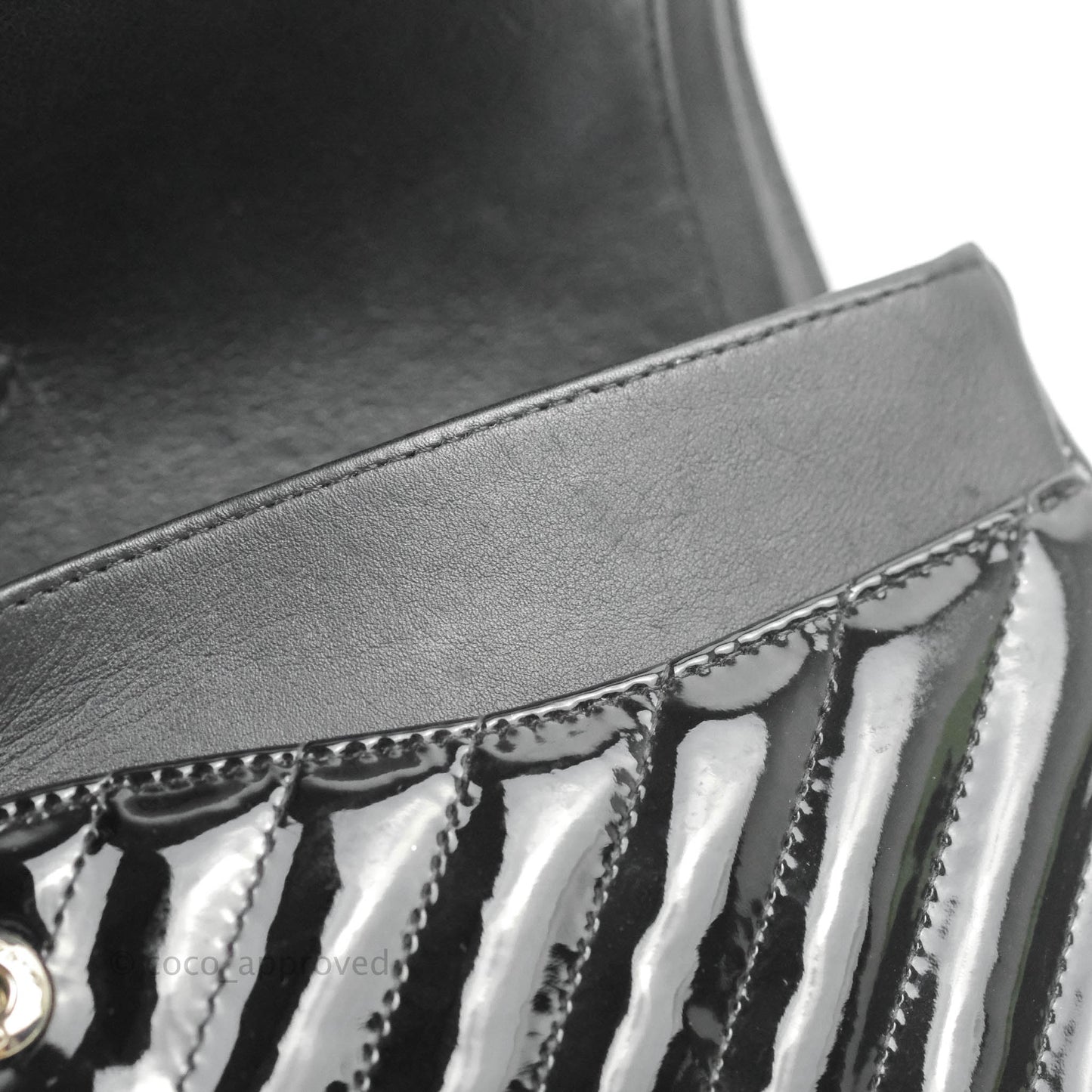 Chanel Classic M/L Medium Chevron Double Flap Black Patent Silver Hardware